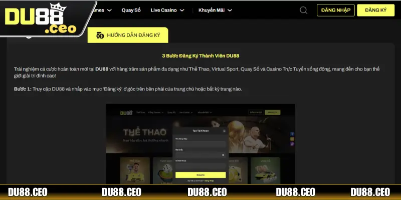 Đăng Ký DU88 - Phá Đảo Thế Giới Game Hay Trong 3 Bước  Quy trình đăng ký DU88 tinh gọn trong 3 bước